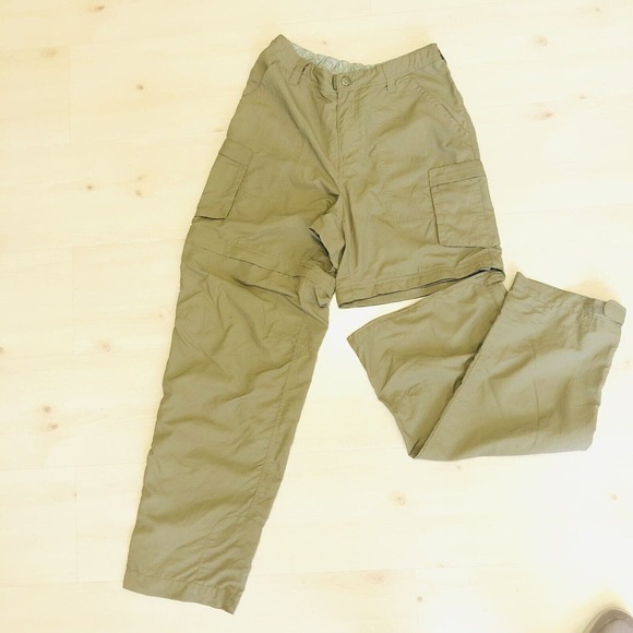 REI Womens Sz 8 Convertible Hiking Trail Nylon Khaki Pants To Shorts W/zipperEUC - Picture 2 of 12